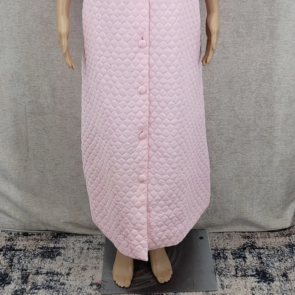 Gossard Artemis Vintage Pink Quilted Robe with Peter Pan Collar Belted